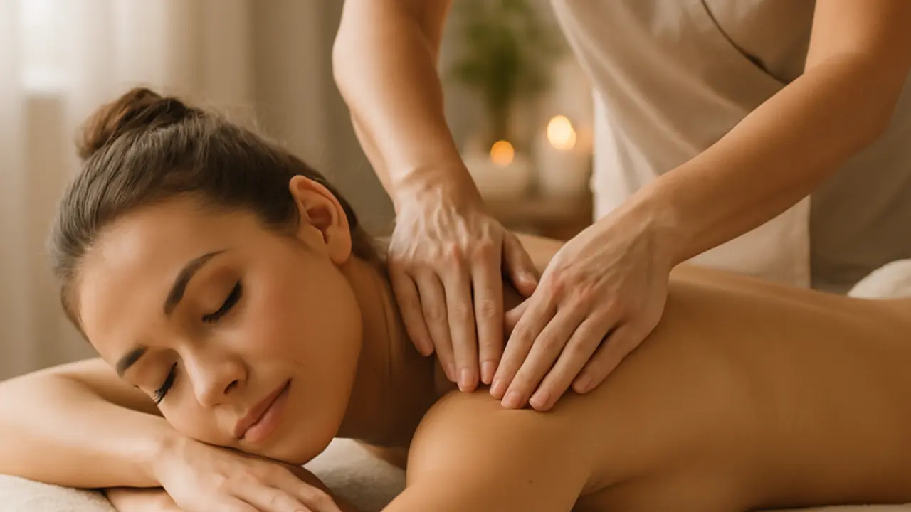 profissional de massoterapia fazendo massagem em cliente